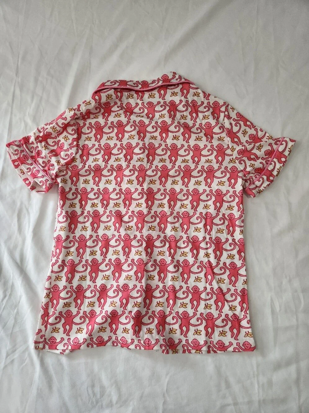Girls Size 10 Years Pink Monkey Print Short Sleeve Lightweight Pajama Set